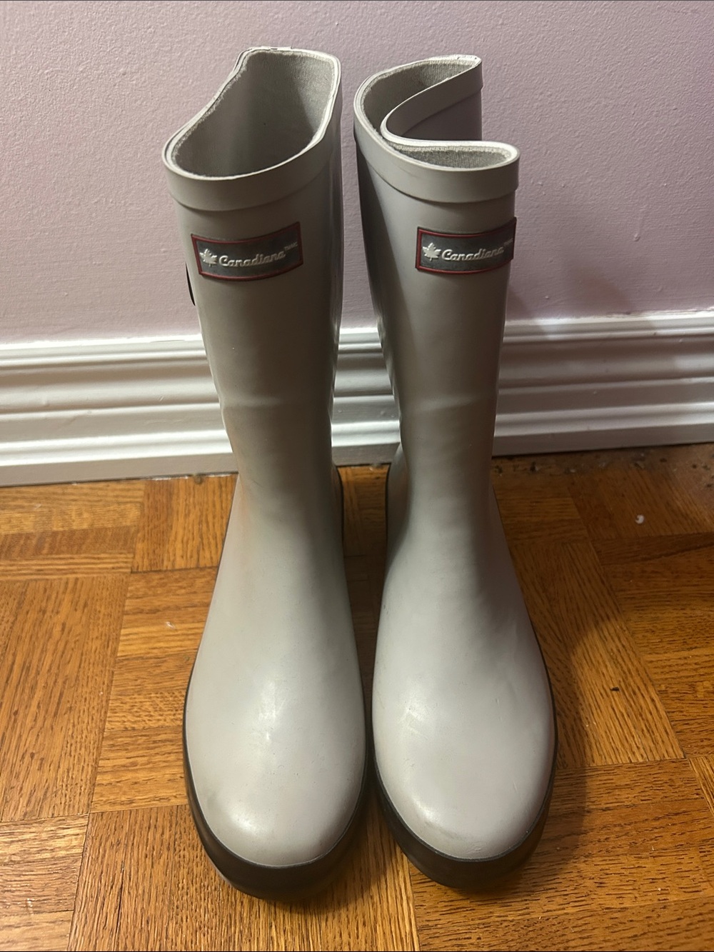 Tall Rain Boots in Light Gray